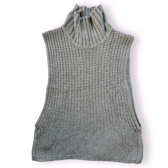 Autumn Cashmere Cashmere Blend Sleeveless Cropped Sweater Vest Gray Size Small - Picture 2 of 8